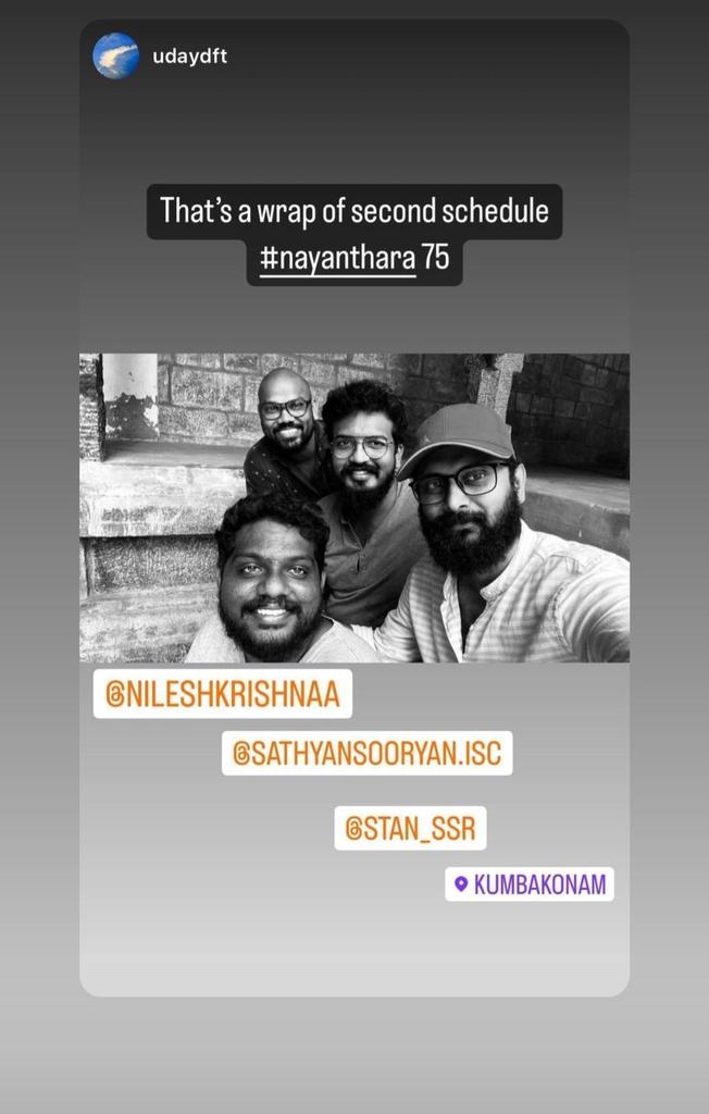 That's wrap of second schedule ! ❤️🔥

We're eargerly waiting for official updates ! 

#Nayanthara #Nayanthara75 #LadySuperstar #LadySuperstar75
@Nilesh_Krishnaa @zeestudiossouth