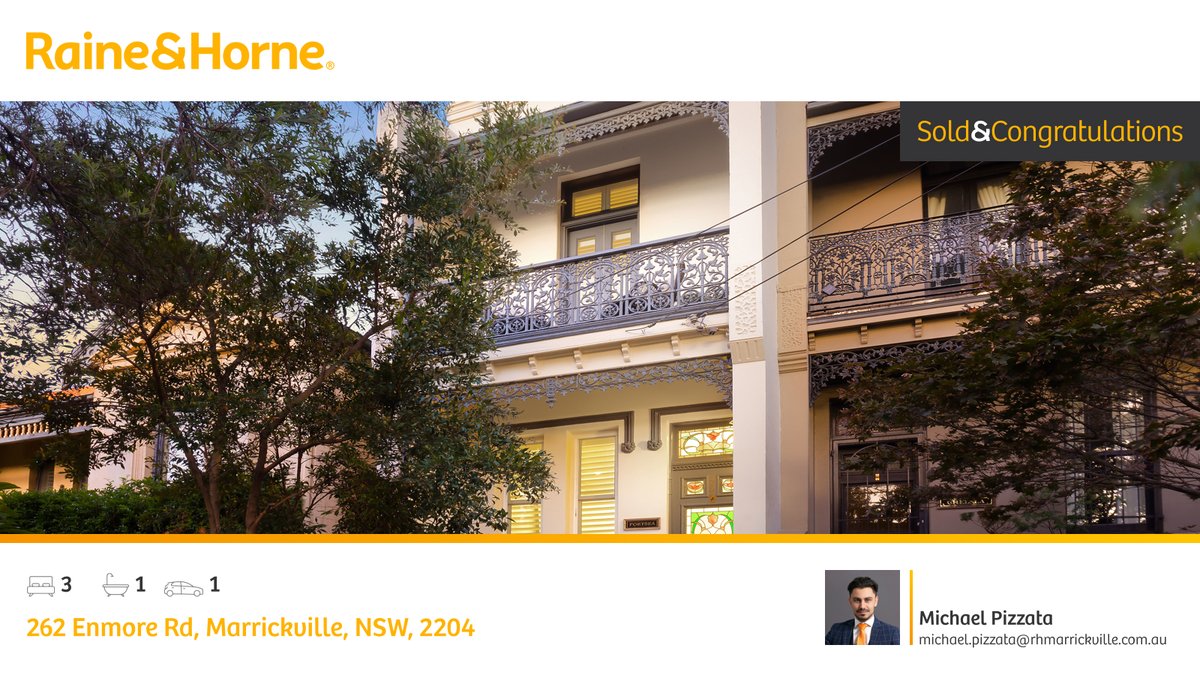 🛌 3 🛀 1 🚘 1
📍 262 Enmore Rd, Marrickville, NSW, 2204

Our agent’s latest sale on RateMyAgent

rma.reviews/34IXX5TVXhXu

...
#ratemyagent #realestate #Raine_and_Horne_Marrickville