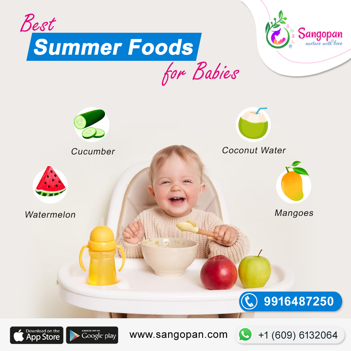 Best Cooling Summer Foods for Babies 👶

Reach out to our experts: 9916487250

sangopan.com/products/start…

#sangopan #momblogger #babycare #Babymassage #baby #mom #workingmom #momlife #india #pregnancytips #babyfood #babyfoodideas #babydevelopment