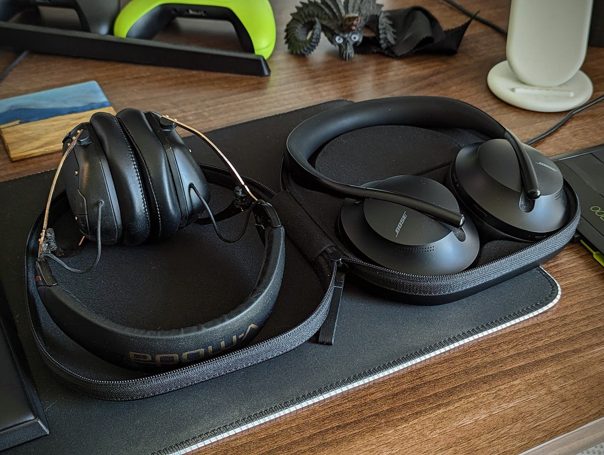 @thoughtrise If still looking, I can't recommend enough the Bose 700d (right)! I used my V-Moda Crossfade 2 (left) for a while but Bose destroy them in wireless audio quality. The noise cancelling is ace and the battery life is honestly nuts, they last for like 18-20 hours w/ constant use! 👌