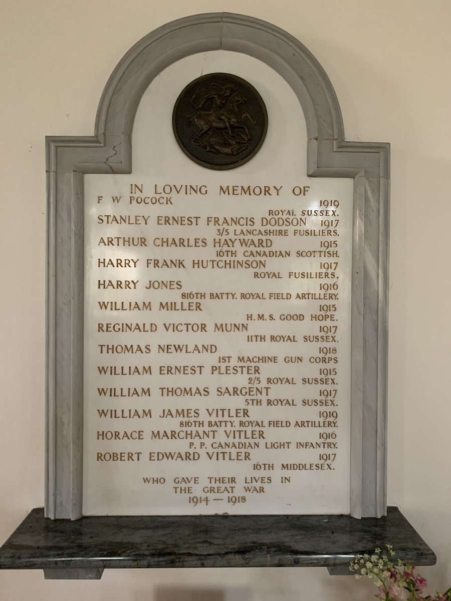 RylSxRegt's tweet image. St Oswald’s church Hooe. The graves of TF/2653 Dmr W E Plester &amp;amp; L/13651 Pte F W Pocock, inside the church the war memorial. There is also a folder with details of every man who served from the parish a hidden gem for research.
