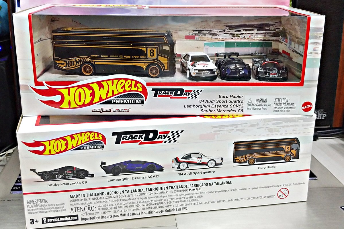 you_kun_jp's tweet photo. #ホットウィール プレミアム コレクターセット Track Day。
 #ユーロハウラー #アウディ #アウディスポルト #クワトロ #ザウバー #メルセデス #C9 #ランボルギーニ #エッセンツァ #SCV12 #hotwheels #trackday #eurohauler #audi #sport #quattro #sauber #mercedes C9 
 #lamborghini #essenza SCV12 https://t.co/wvPudVF4Kt