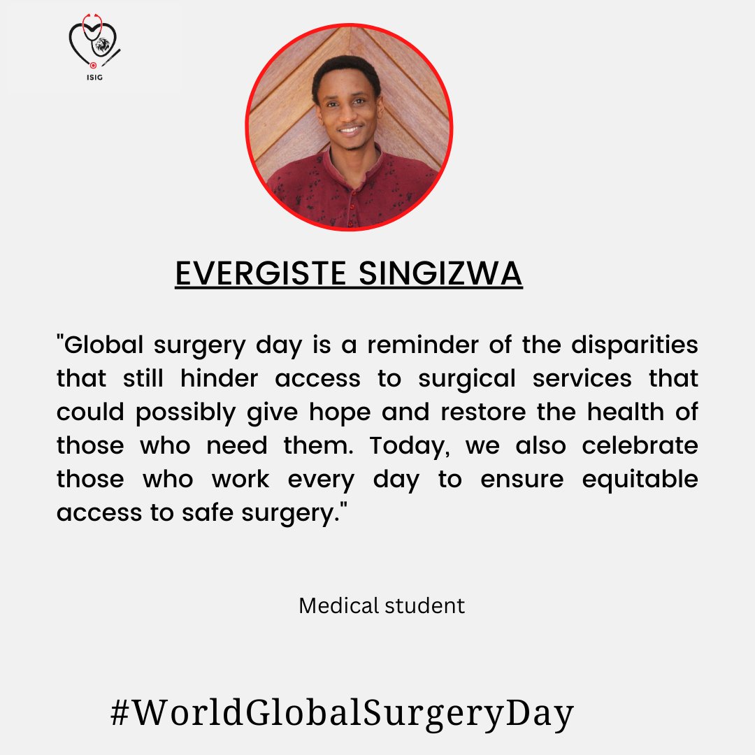 @evergsing shared his message!
#GlobalSurgeryDay 
#Notosurgicalcareinequity 
#Safesurgery 
#ISIG