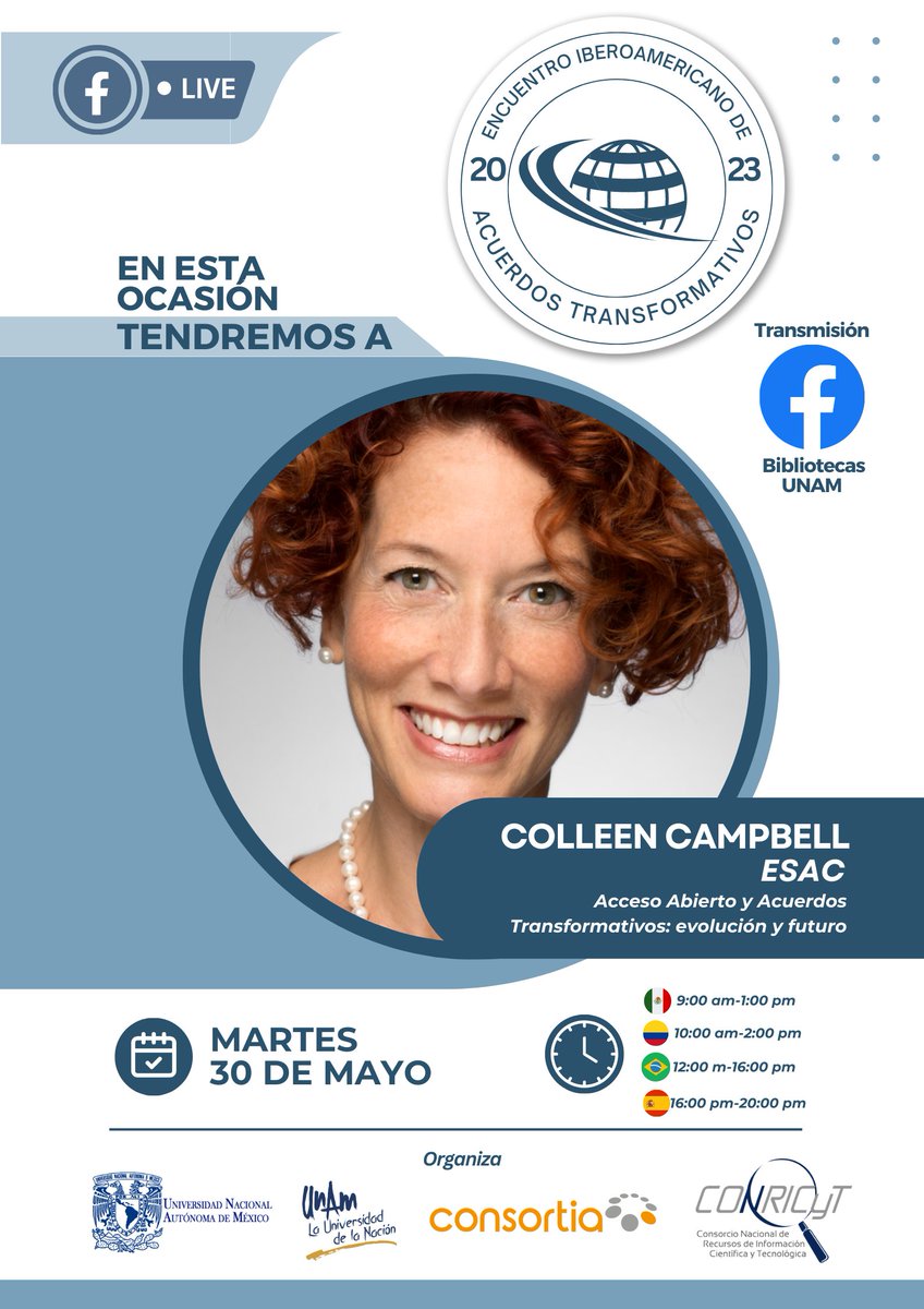 Consortia_co's tweet photo. Conoce los conferencistas internacionales que nos estarán acompañando en el encuentro Iberoamericano de #AcuerdosTransformativos este martes 30 de mayo vía #FacebookLive de la @bibliotecasUNAM 

Agenda este espacio aquí: https://t.co/K5zHzxMgfU 

#OpenScience https://t.co/AUjCdI2Iqs