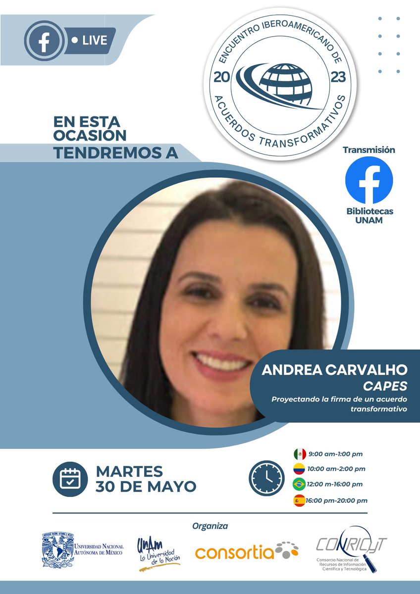 Consortia_co's tweet photo. Conoce los conferencistas internacionales que nos estarán acompañando en el encuentro Iberoamericano de #AcuerdosTransformativos este martes 30 de mayo vía #FacebookLive de la @bibliotecasUNAM 

Agenda este espacio aquí: https://t.co/K5zHzxMgfU 

#OpenScience https://t.co/AUjCdI2Iqs