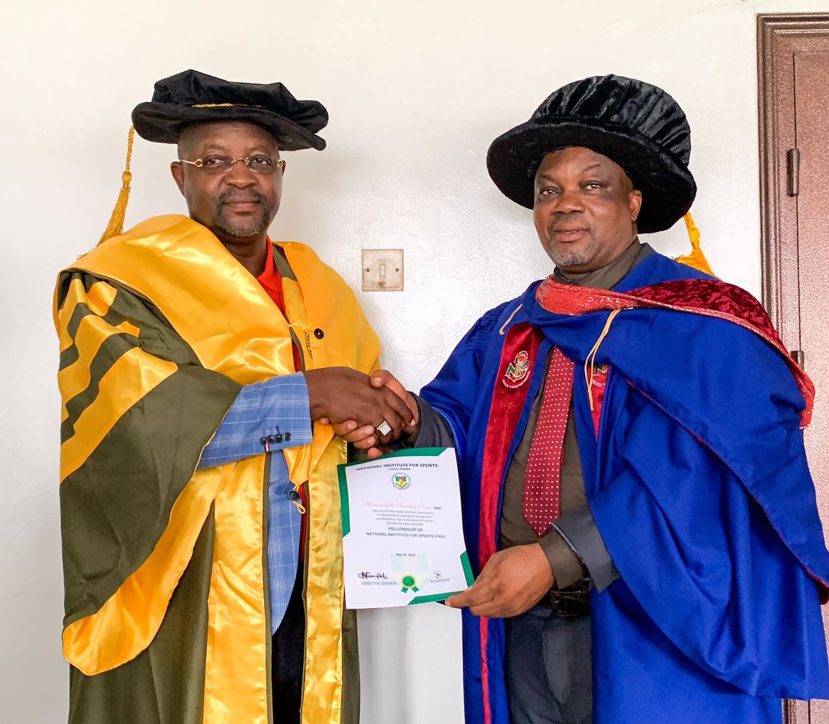 Sunday Dare,CON (@sundaydaresd) on Twitter photo Fellow, National Institute of Sports, FNIS, conferred on me by the National Institute of Sports,Lagos, Nigeria. I am grateful for the recognition and the opportunity to serve the nation <a href="/GbengaGOLD/">Gbenga 'Gøld' Ølørunpomi</a> <a href="/AderonkeW/">The Arábìnrin Adérónké</a> Fellow, National Institute of Sports, FNIS, conferred on me by the National Institute of Sports,Lagos, Nigeria. I am grateful for the recognition and the opportunity to serve the nation <a href="/GbengaGOLD/">Gbenga 'Gøld' Ølørunpomi</a> <a href="/AderonkeW/">The Arábìnrin Adérónké</a>
