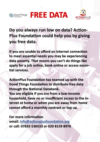 InfoAPF's tweet image. ActionPlus Foundation is giving away free data. Please share in your networks. Follow the link to get in touch and more details in the flyer below actionplusfoundation.org/contact