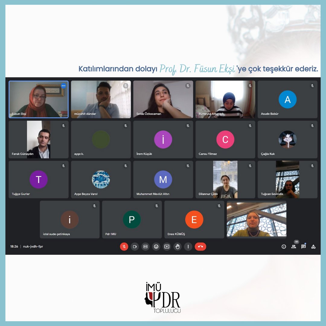 Dün akşam saatlerinde bölümümüz hocalarından Füsun Ekşi hocamızın katılımı ile "PSY-A / Psikolojik Film Analizi" etkinliğimizin ilkini gerçekleştirdik.🎉🤩✨
Değerli zamanını bizim için ayıran hocamıza ve etkinliğimize katılan arkadaşlarımıza teşekkürlerimizi sunuyoruz.💕✨