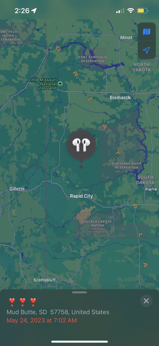 My Airpods Are In Mud Butte South Dakota... Twitter Do Your Thing