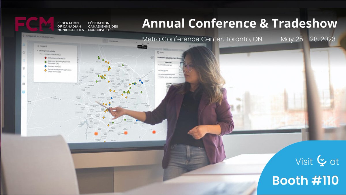 Are you at the FCM Annual Conference and Trade show in Toronto? Be sure to stop by booth 110 to learn how to create engaging council presentations with your own ward data. See you there! #FCM2023AC #GISStoryMaps #InteractivePresentations #DataVisualization #WebMapping