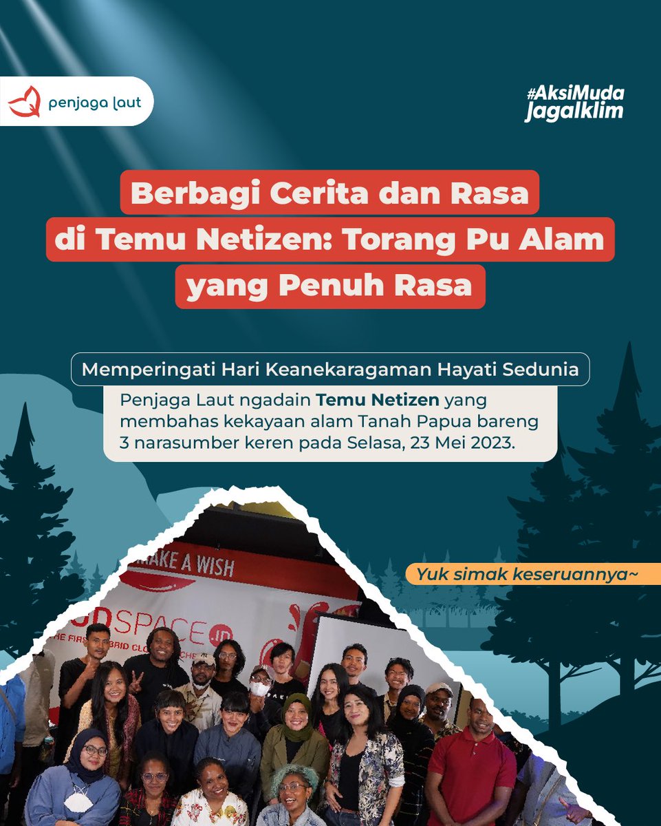 penjagalaut_'s tweet photo. Pada Selasa, 23 Mei 2023, Penjaga Laut berkolaborasi dengan EcoNusa dan EcoDefender merayakan Hari Keanekaragaman Hayati Sedunia dengan mengadakan Temu Netizen yang bertema Torang Pu Alam yang Penuh Rasa.
#AkuJagaLaut #TemuNetizen https://t.co/m5umVRoPQB
