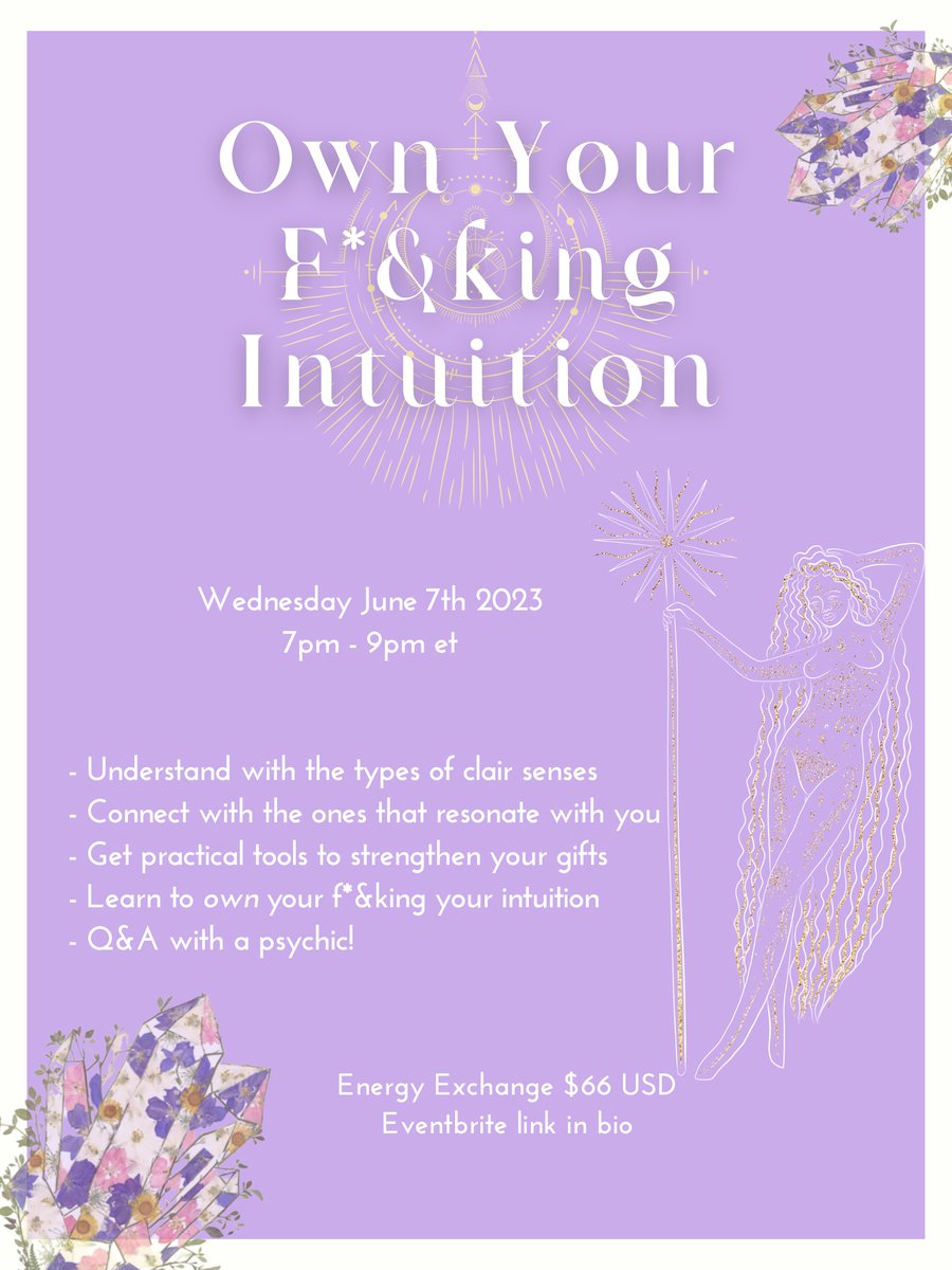 JanaSternHealer's tweet image. ✨ Are you an empath or highly sensitive person? 🔮
🔮 Join me, Jana Stern, Psychic, Astrologer &amp;amp; Energy Healer on June 7th, 7-9pm ET for "Own Your F*&amp;amp;kin Intuition"🌙