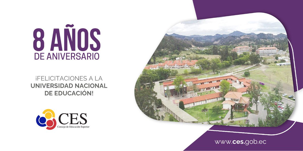 👏 | El Consejo de Educación Superior felicita a la Universidad Nacional de Educación por su aniversario y reconoce su aporte en beneficio de la educación superior del país.

🙌 | ¡Felicidades <a href="/UNAEcuador/">Universidad Nacional de Educación UNAE</a>!