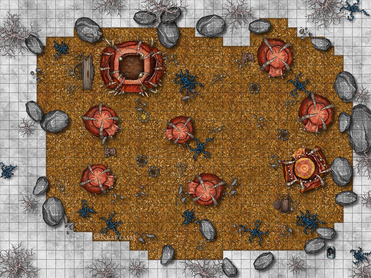 You’ve been lost in the feywild for days. You come across a small collection of tents, but see no one. Who might’ve lived here? #dnd #ttrpg #5e #maps #inkarnate