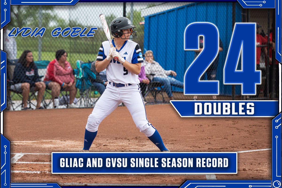 On top in the record book once again! 👀🎉

With yesterday’s double, Lydia Goble now has the GLIAC and GVSU single season record with 2️⃣4️⃣ doubles this season! 

#AnchorUp