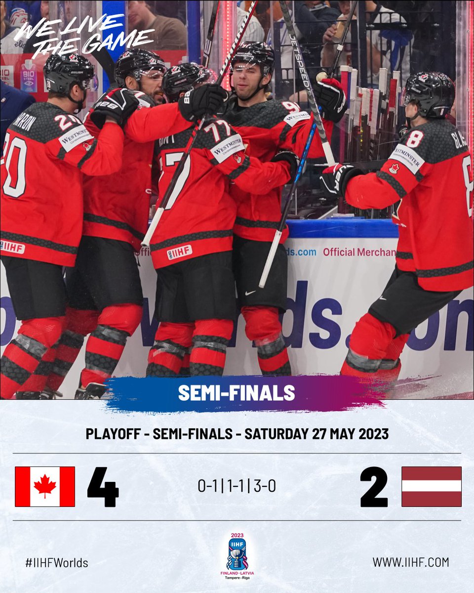 🇨🇦 @hockeycanada is heading to the gold medal game!🏆 #CANLAT #IIHFWorlds Full game recap ⤵️ iihf.com/en/events/2023…