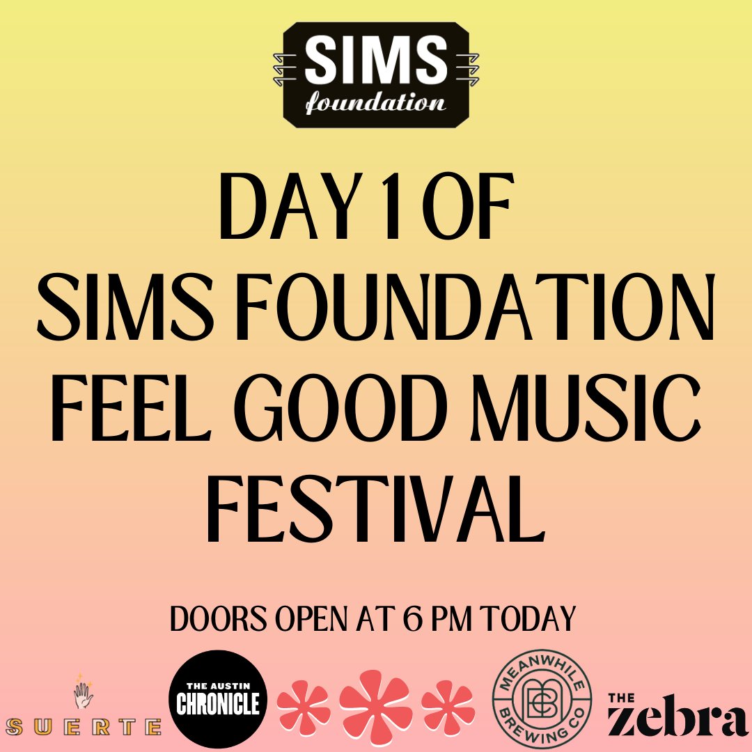 Day 1 of the SIMS Feel Good Music Festival is finally here! Meet us at @FarOutLounge tonight for a night of live music from Easy Compadre!, <a href="/caramelo_haze/">Caramelo Haze</a>, <a href="/MegafaunaATX/">Megafauna</a>, and <a href="/Money_Chicha/">$$ Mø₦€¥ ¢h¡¢h∂ $$</a> for a good cause. Buy your tickets in advance at bit.ly/3LWGL7rat or at the door.