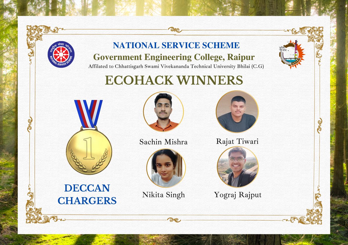 GECR_NSS's tweet photo. NSS, GECR announces the results of EcoHack held on #WorldEarthDay. Congratulations the winners who gave fruitful digital ideas of Sustainable Development that can be implemented in #DigitalIndia. 
Also, NSS, GECR thanks all the coordinators for successfully conducting the event. https://t.co/DuzjQcDCol