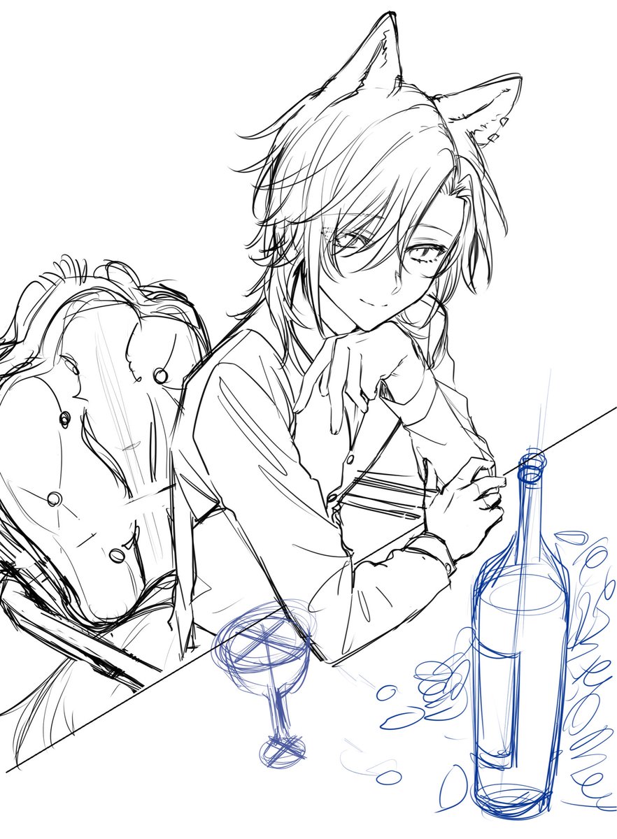 最近マジで創作絵あげられてないからだいぶ前に描いた描きかけ捧げるよ😢😢かんせいさせたいです