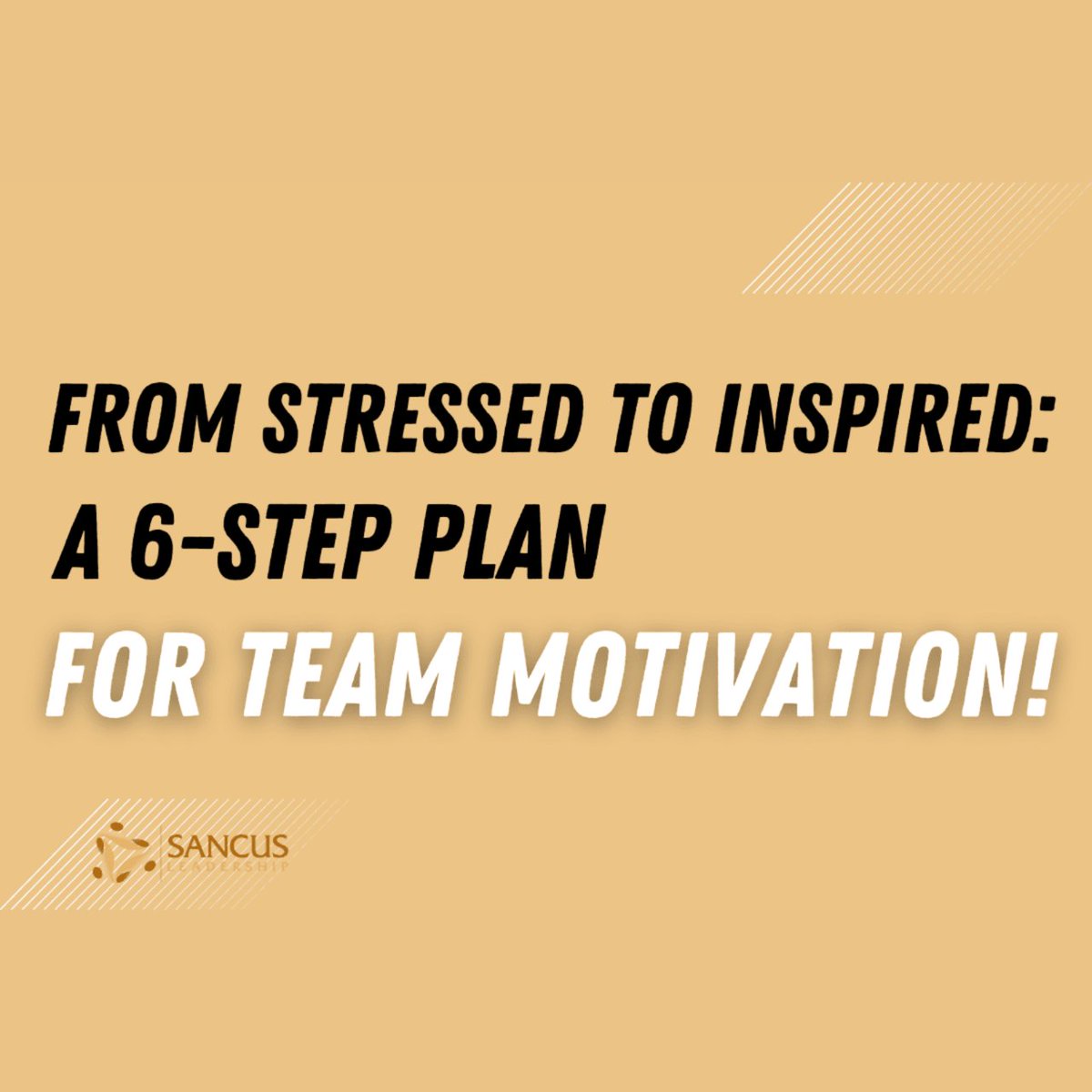 You can motivate your team in stressful situations by showing them why the suffering will be worth it, that you have their back, and how valuable their role on the team is.

sancusleadership.com/6-steps-to-mot…

#leadership #leadershiptips #smallteamleaders #smallteams #bealeader #newmanagers