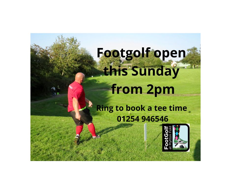 Myttongolf's tweet photo. Footgolf course will be open tomorrow from 2pm. Ring to book 01254946546.#myttongolf #myttonfootgolf #ribblevalley https://t.co/Cz1LOiHInx