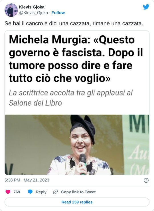 StefMk17's tweet photo. @Klevis_Gjoka @SteMk17 "Avere un cancro" giustifica frasi discutibili; essere un #analfabetafunzionale come @Klevis_Gjoka, che incita alla violenza, invece no.

Se nella #Milano che offre molta #cultura rimani un ignorante e vuoi violenza, come #KlevisGjoka, è chiaro che hai bisogno dello #psicologo. https://t.co/yOZbvPPDty