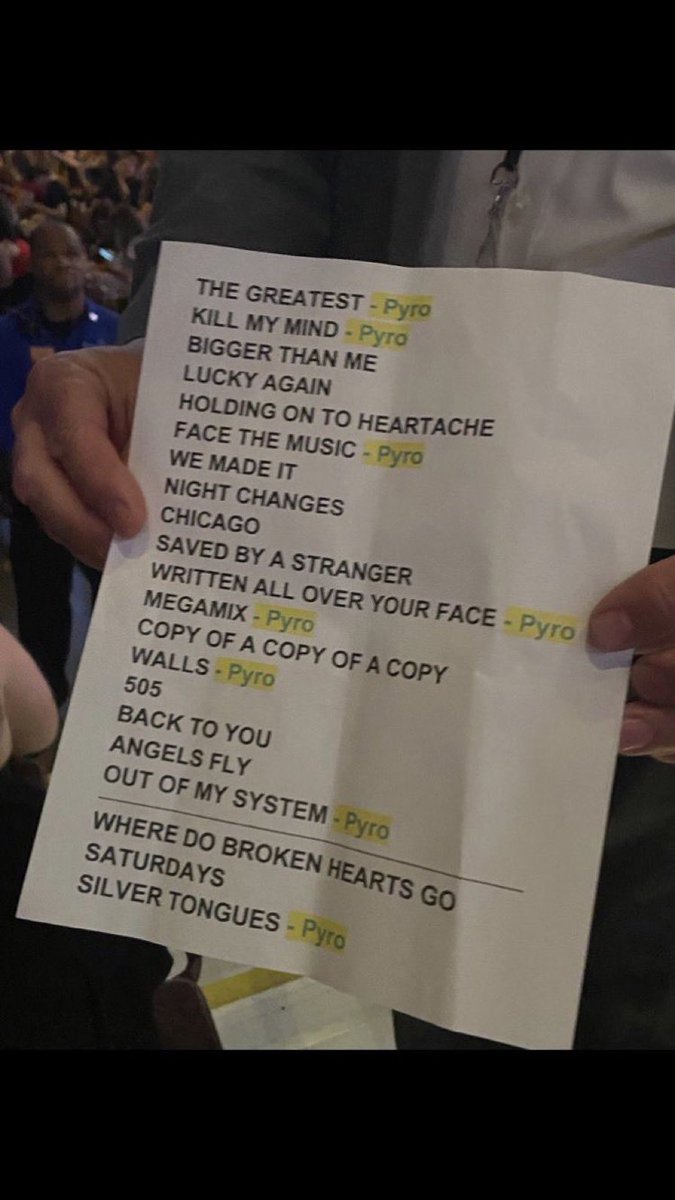 the setlist, that’s the tweet.