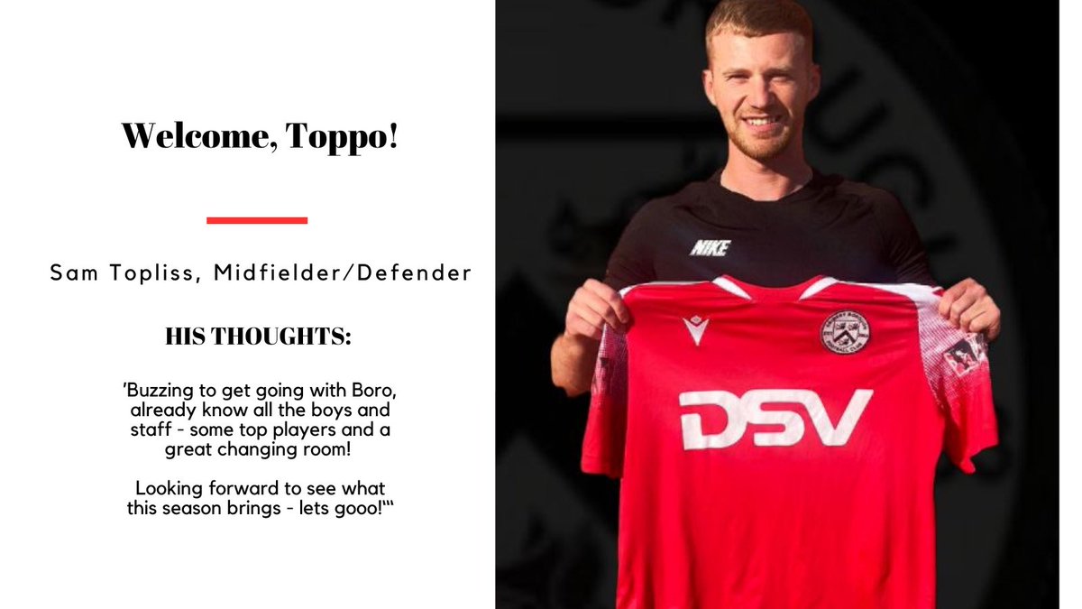 Grimsby_Borough's tweet photo. 𝗜𝘁’𝘀 𝗼𝗳𝗳𝗶𝗰𝗶𝗮𝗹!

The club can confirm the signature of Sam Topliss 🤝

Well known for his FA Trophy win at Wembley with North Ferriby, Toppo has an excellent footballing CV and is a fantastic addition to the club 🔴⚪️ 

#keepitlocal #oneboro https://t.co/ppoPRyXA0B