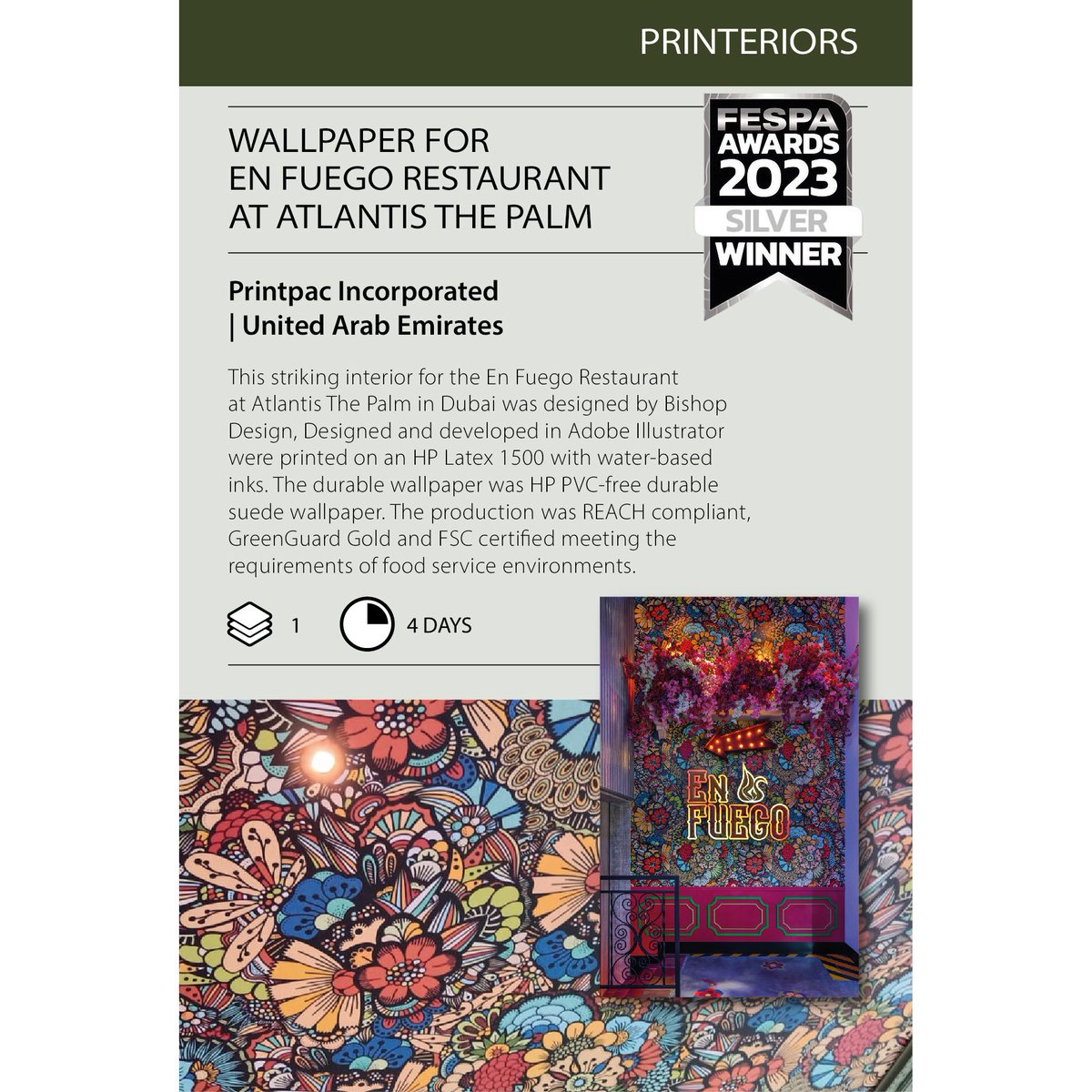 Wallart_designs's tweet photo. #Winner #FESPAAwards #BishopDesigns #Khansaheb #AlexJefferiesPhotography #Enfuego #Atlantis
We are ecstatic for Winning the Silver Award for Fespa Printeriors 2023 Awards! https://t.co/5uCylR5JtO