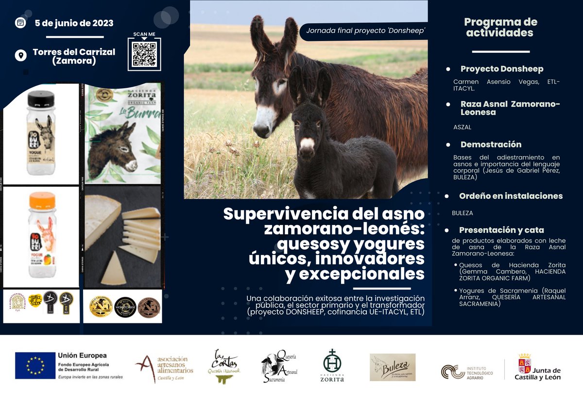 ITACYL's tweet photo. Jornada final proyecto #Donsheep #FEADER
✅ha logrado afianzar en el mercado🥛productos innovadores a partir de materias primas de razas autóctonas en peligro de extinción
📅 5jun
📍Torres del Carrizal
ℹ️👉 https://t.co/49g8ScMbZX
#FEADER @HZorita_es @QueseriaCortas @Alimentarios https://t.co/OvQQ7I8N5a