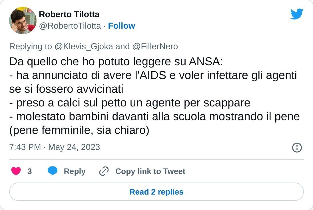 StefMk17's tweet photo. @Klevis_Gjoka Comprendendo il modo in cui @Klevis_Gjoka , senza nemmeno leggere le notizie, inciti pure alla #violenza, qui chi si deve indignare sono le persone colte, che con i loro sforzi permettono che #internet esista, dando purtroppo visibilità anche agli #analfabetifunzionali come lui. https://t.co/XEATOJVxOd