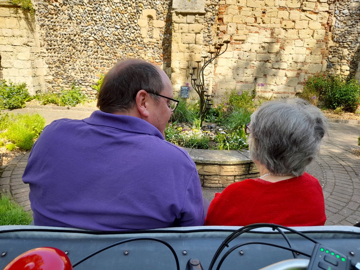 We're doing rides for Davers Court residents this morning, and enjoying the newly restored water feature in the sensory garden at Abbey Gardens. Gorgeous!