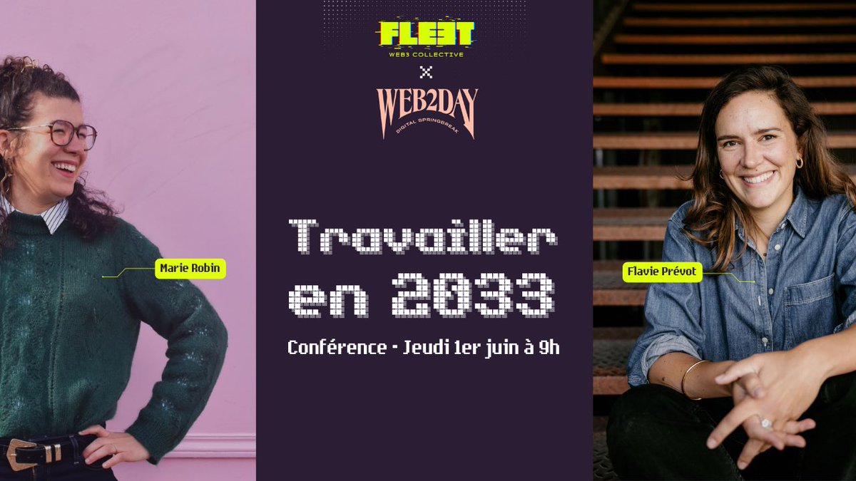 On sera sur scène au <a href="/web2day/">Web2day</a> avec <a href="/MaryPopsIt/">Marie</a> pour partager nos explorations du travail du futur avec <a href="/Fleet_web3/">Fleet Collective</a> 📍Save the date jeudi 1er juin à 9h ou suivez-nous pour le debrief en live du festival