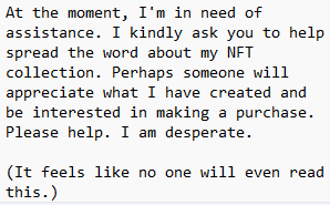 I seek help from all the geeks of the planet.
#GeekCommunity #SeekingHelp #SupportNeeded #NFTArtist #DesperateCall #SpreadTheWord #Geek #geekynm #GeekPrideDay  #NFTCommunity