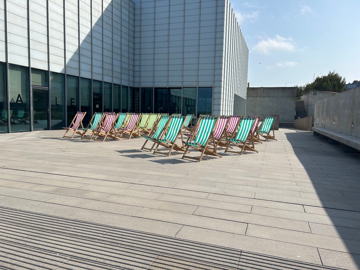 Deckchairs delivered to @TCMargate for the opening of the new exhibition today #margate #deckchairs #loveourbeaches