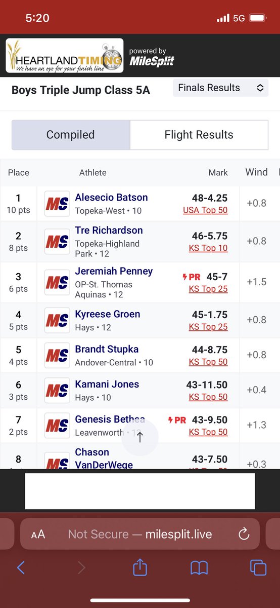 Senior Jeremiah Penney finished his career with his best jump of all time to finish third and break his own school record!
