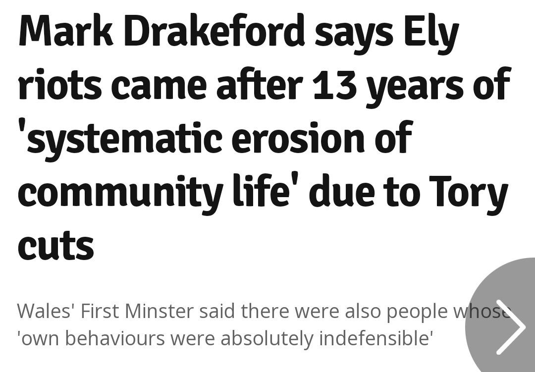 🚨 | Mark Drakeford blames Ely riots in Cardiff, his own constituency, on the Tories.

🤡 Welsh Labour been in charge of Wales for over 20 years but nothing ever the fault of his party

😏 He claims the civil unrest due to Tory cuts
