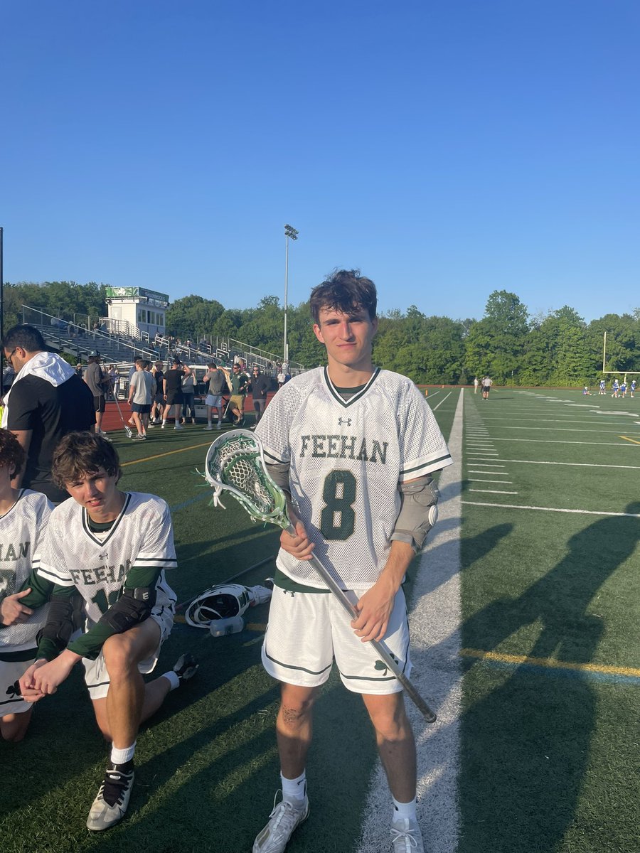 Feehan_BLax's tweet photo. Tough night as the boys drop one to a very talented Scituate team. Not a lot of bright spots, but Captain Andrew Palma gets the @AJsArmy10 stick for his heart, hustle and drive for 48 minutes! Tourney time next.@FeehanAthletics #Goshamrocks https://t.co/pNrGzM0YHY
