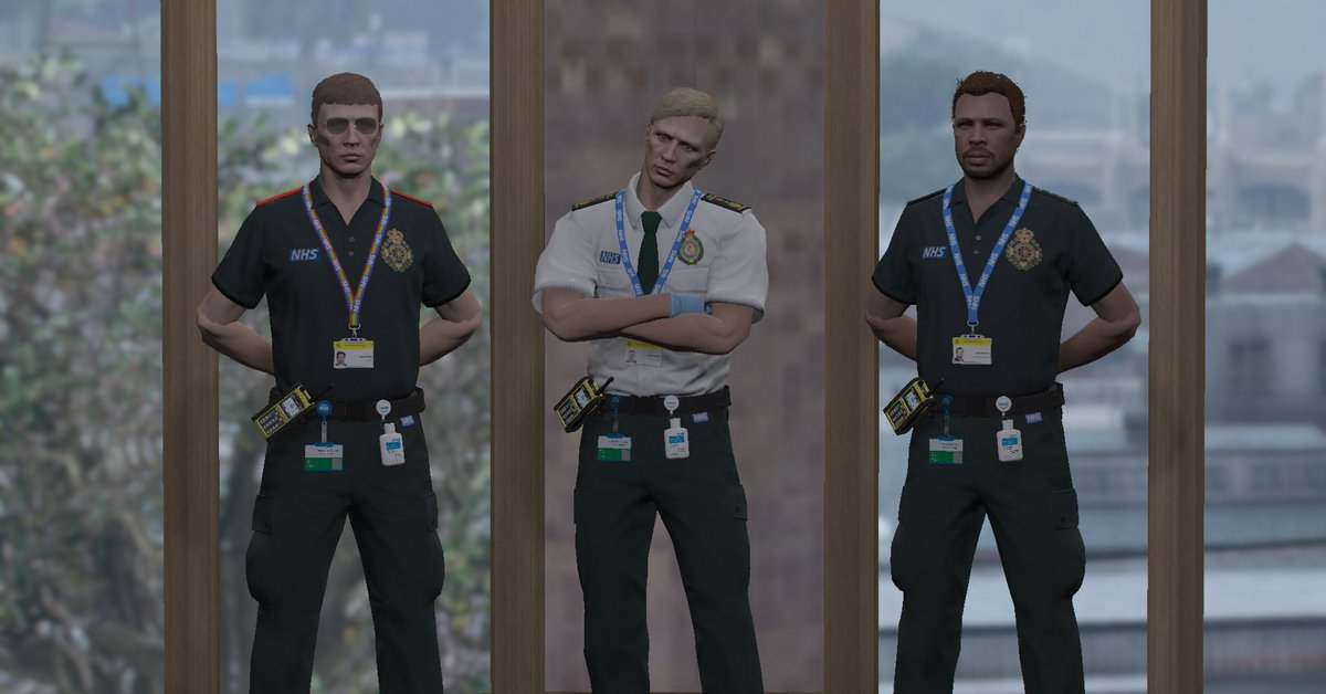 HRPC_ConnerD's tweet image. Recently the Yorkshire Ambulance Service had taken delivery of new uniforms, You can see in the photo provided below two Team Leaders and the Chief Medical Officer showing it off.

Interested in joining? Visit: discord.gg/SqXD46Qb8W

#Fictional  #FiveM  #Uniform  #HumbersideRPC