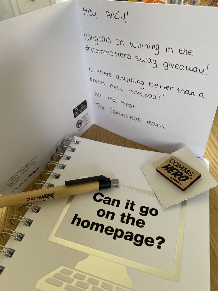 What a lovely Saturday morning delivery to receive. 

And yes, who doesn’t love a fresh, new #commshero notepad! Anybody jealous?

Thanks guys 🧡