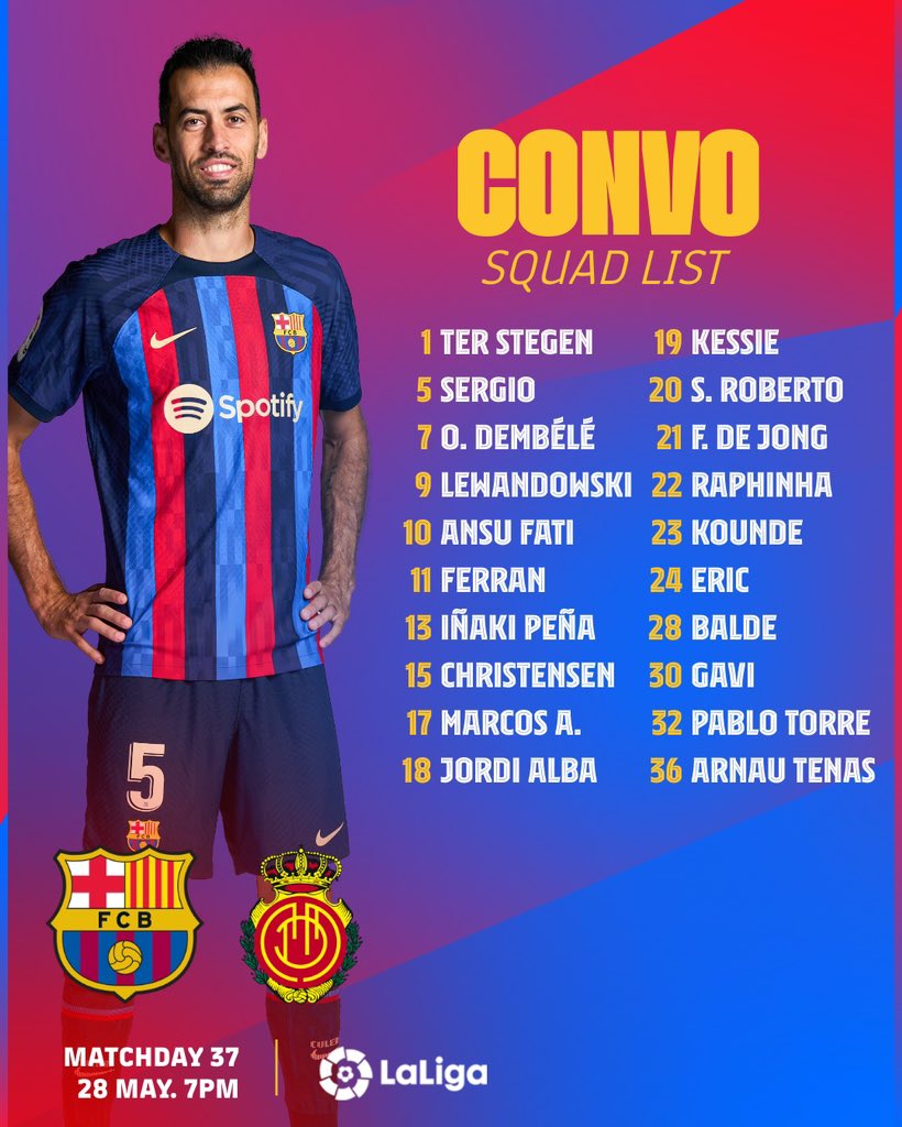 The squad for #BarçaMallorca!