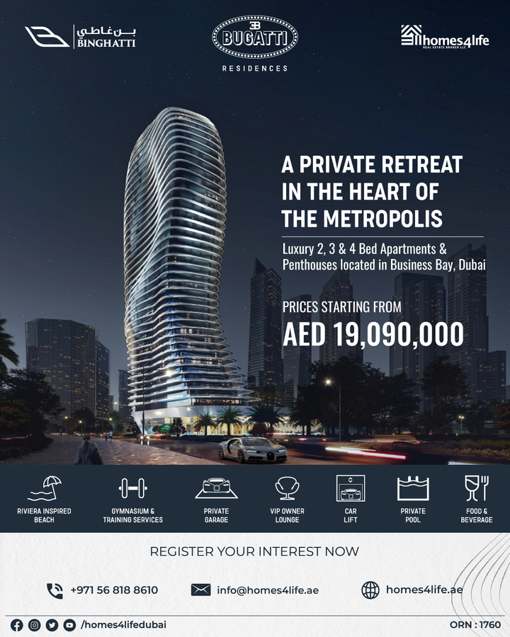Prepare yourself for the fusion of elegance, opulence, and convenience as Binghatti introduces the upcoming launch of Bugatti Branded Residences in Dubai! These exquisite luxury residences redefine the concept of living, embodying sophistication and style with lavish interiors. M