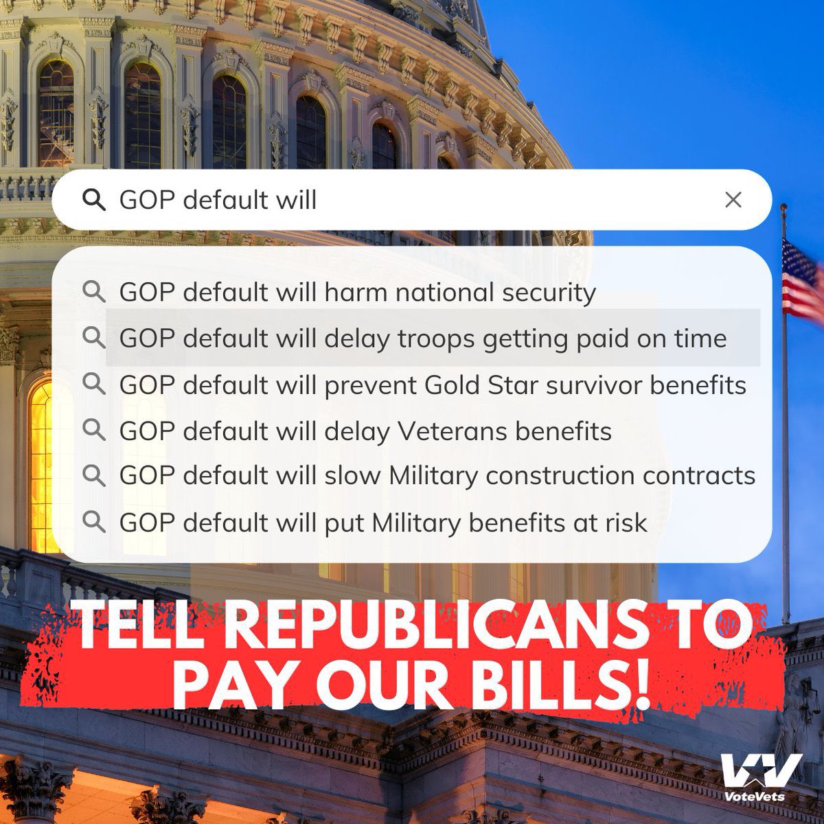 MAGA Hypocrisy #4: “We support our troops!” Also MAGA: “We are going to hold the US economy hostage by not approving the debt ceiling.” The #GOPdefault would hurt many military and veterans programs, including delays in pay and benefit checks. #demsabroad @DA_VeteranMilit