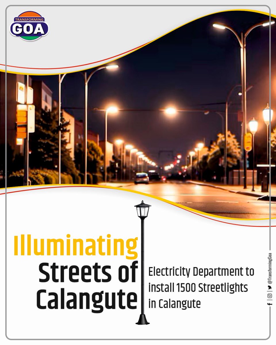 Illuminating Streets of Calangute; Electricity Department to install 1500 Streetlights in Calangute

#goa #GoaGovernment #TransformingGoa #facebookpost #bjym #bjymgoa #goaelectricitydepartment #streetlight