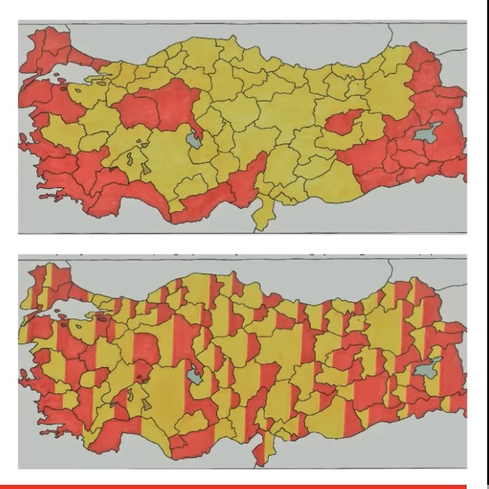 Üstteki AAnın seçim sonuçlarını verirken algı çarpıtmak için yayınladığı harita alttaki ise seçmenin gerçek tercih. Detayları videoda. Emeği geçenleri kutluyorum👏