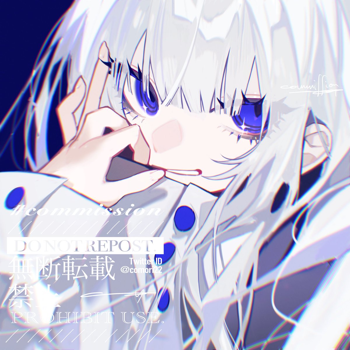 solo white hair blue eyes 1girl looking at viewer long hair bangs  illustration images