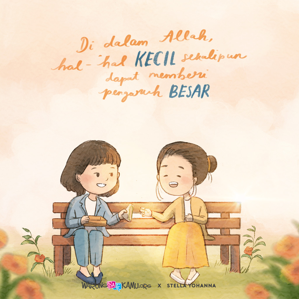 Allah terkasih, arahkan aku pada tindakan-tindakan kecil dan baik yang akan berpengaruh besar terhadap diriku, demi nama-Mu.

Kontribusi oleh Stella Yohana.

#WarungSaTeKaMu #dailyquote #christianart #handlettering #rohanikristen #saatteduh #santapanrohani #renungankristen