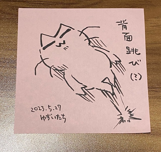 背面跳び（？）するねこ🐱🐾
#ねこ #ねこ絵 #イラスト #アナログ絵 #ゆるい絵 #絵の世界 
#イラスト好きさんと繋がりたい #cat #illustration #backjump