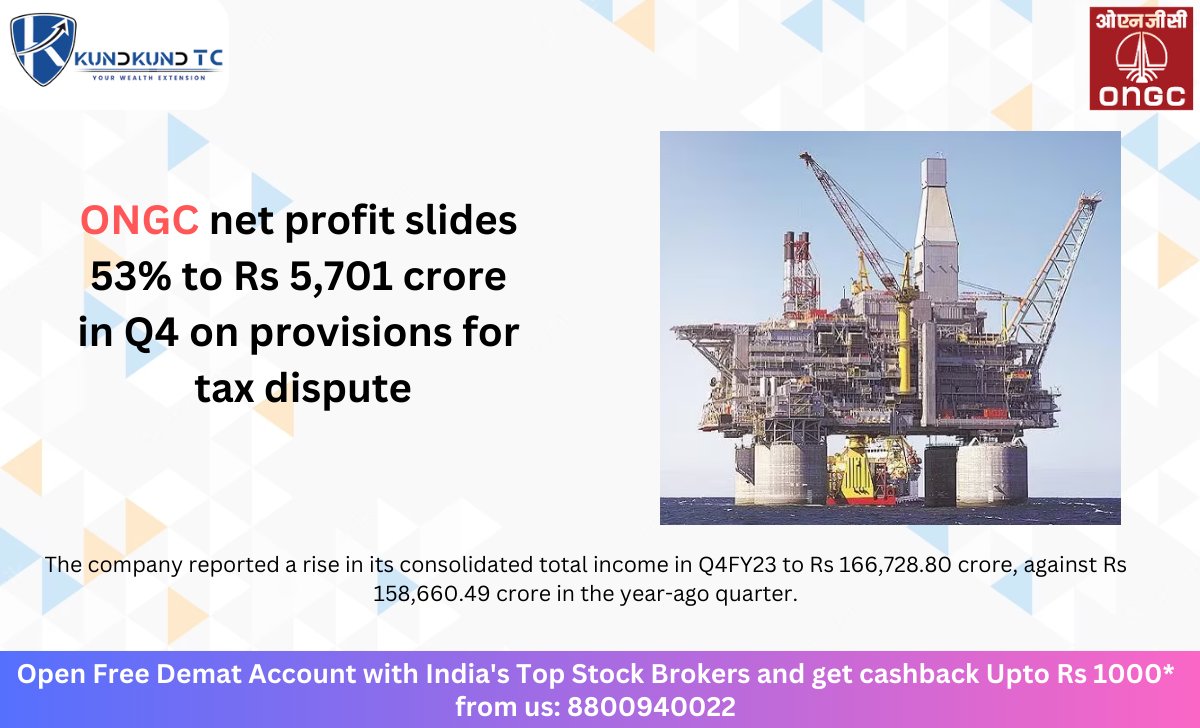 #ONGC net profit slides 53% to Rs 5,701 crore in #Q4 on provisions for #tax dispute
Visit: kundkundtc.com
.
.
.
.
#KundkundTC #SubBroker #ShareMarket #StockMarket #stocks #stocktrading #india #trading #investment #manufacturing #shares #taxes #oilandgas #oil #naturalgas