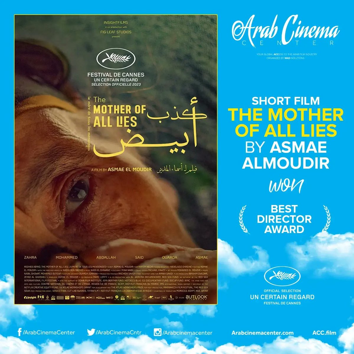 ArabCinemaCntr's tweet photo. FOUR awards in one night for Arab films in Cannes! ✨

Congrats to the winners 🏆🥂

#Cannes2023 #Cannes https://t.co/ObMc78hxkz